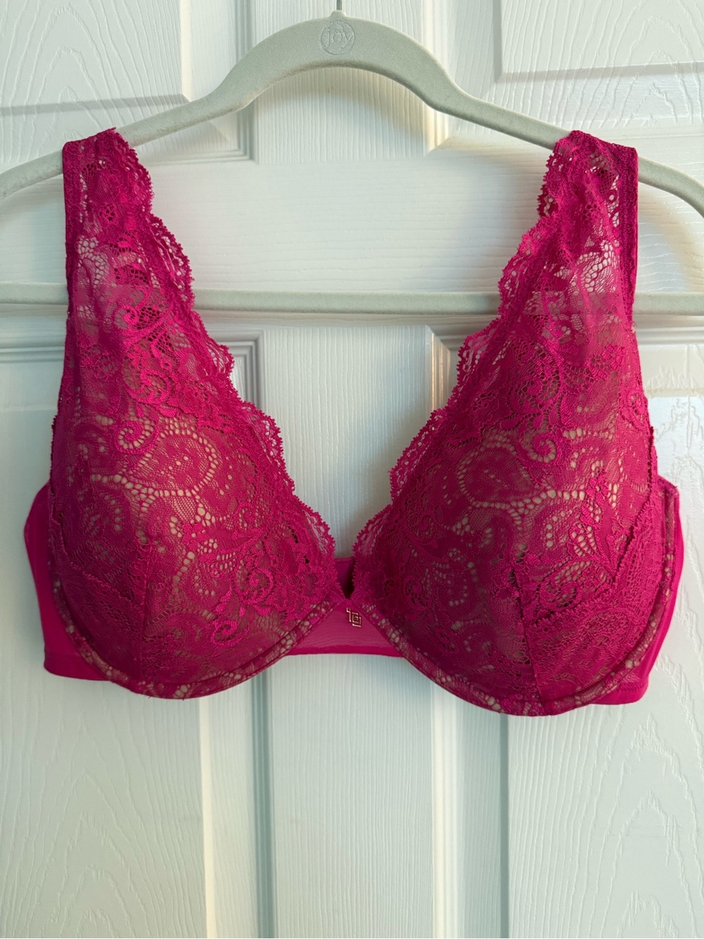 ThirdLove 24/7 Lace Contour Plunge Bra 38E Fuchsia Pink